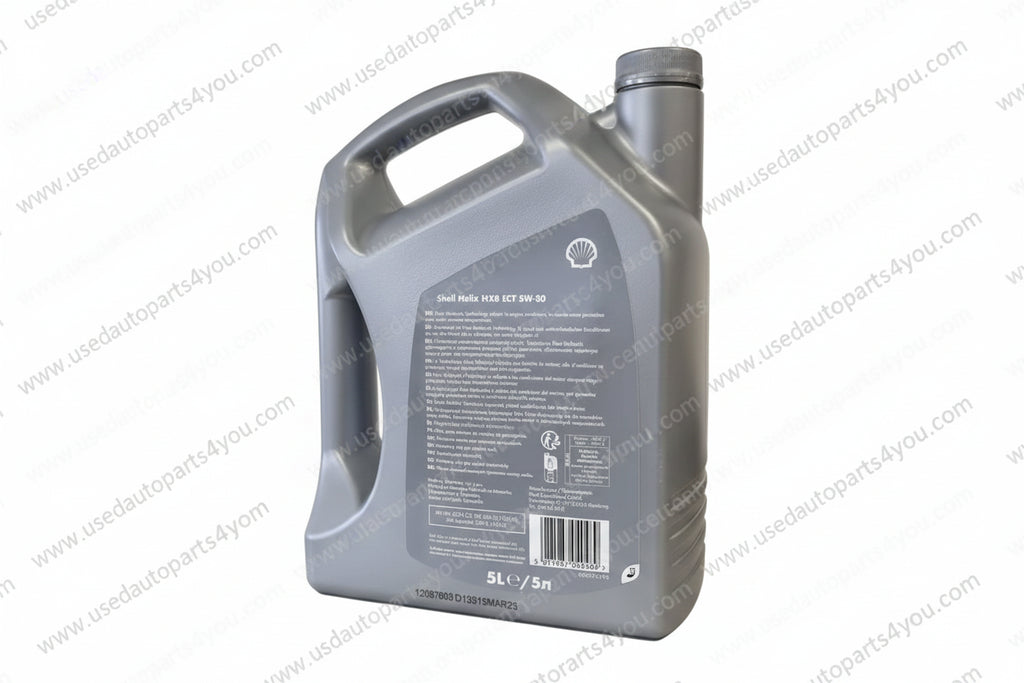 Shell Helix motor oil container on a white background